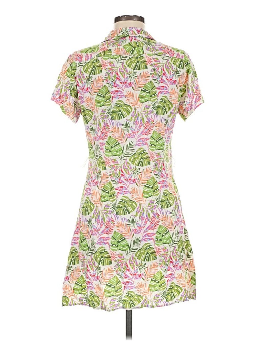 UNTUCKit Tropical Palm Leaf Button Front Shirt Dress Size 6 - Picture 3 of 7